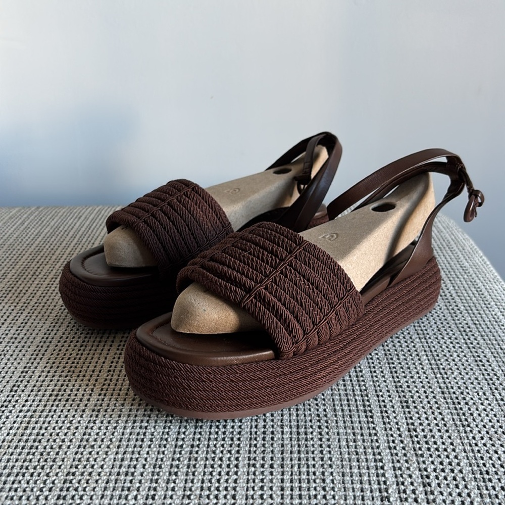Vince Redwood Brown Pai Cord Platform Sandals
